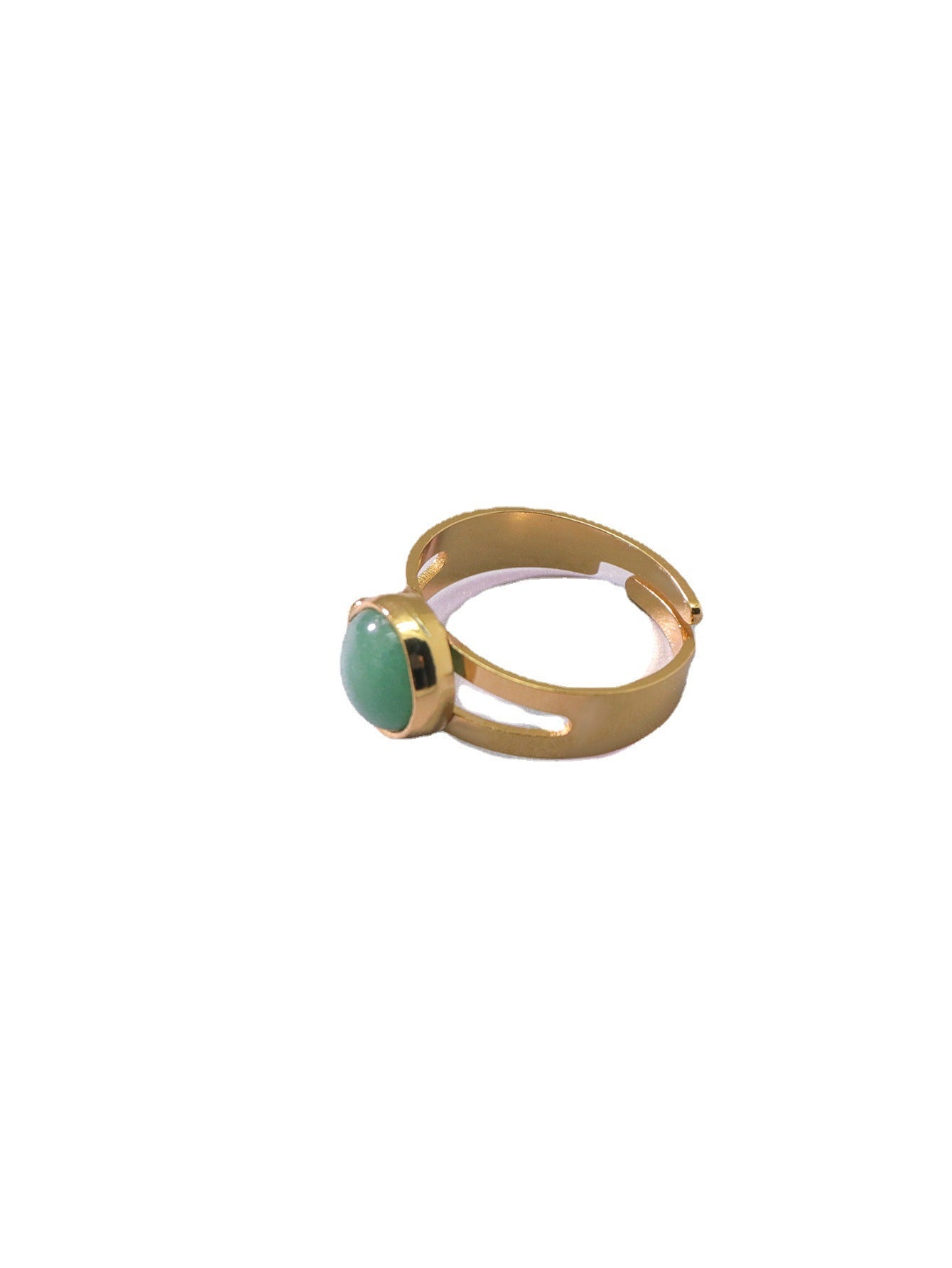 Green Natural Stone Inlaid Retention Copper-plated Gold Retro Personalized Ring
