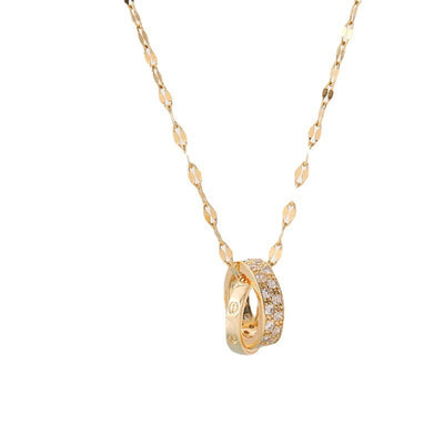 Double Ring Titanium Steel Necklace For Women