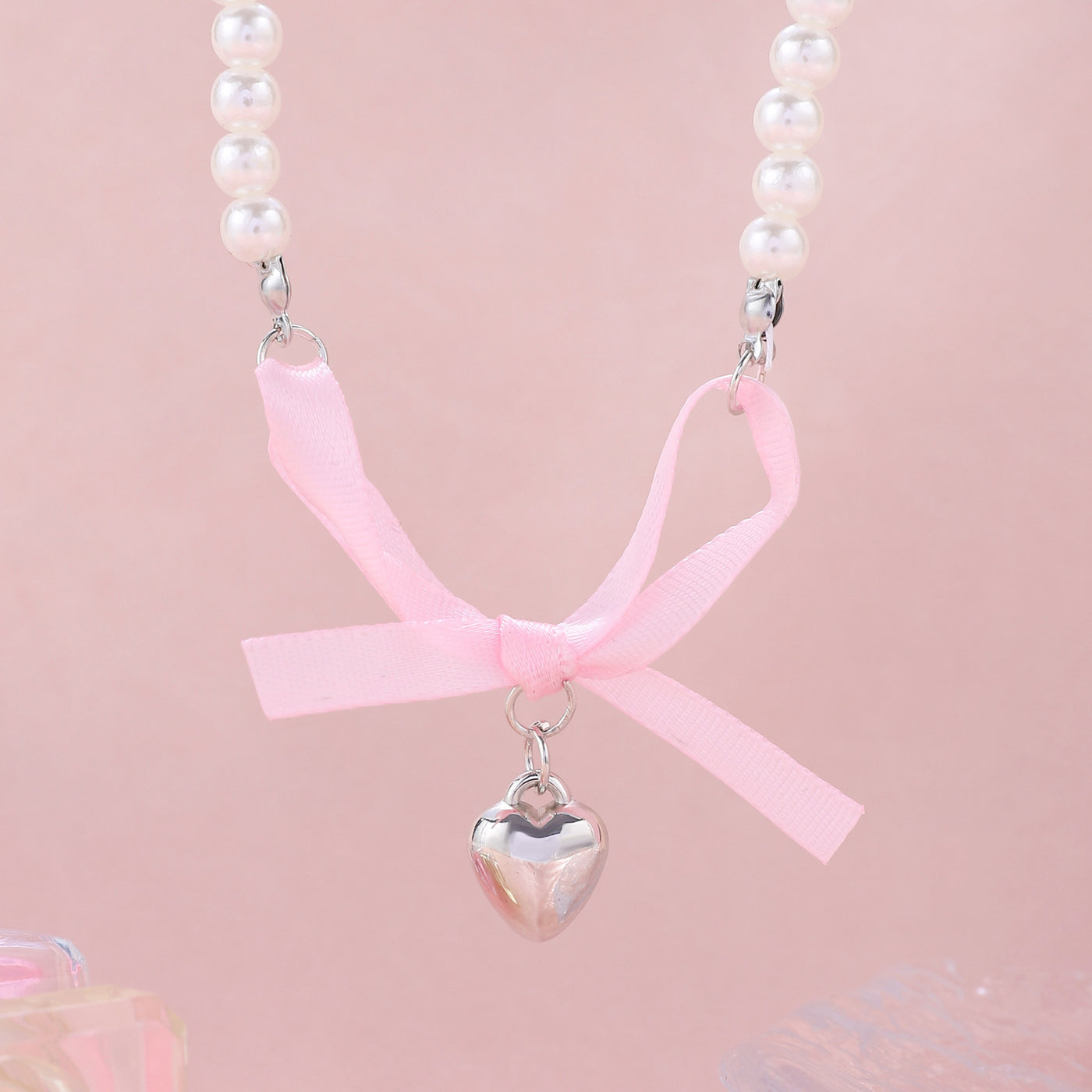 Love Heart Bow Tie Clavicle Chain Necklace
