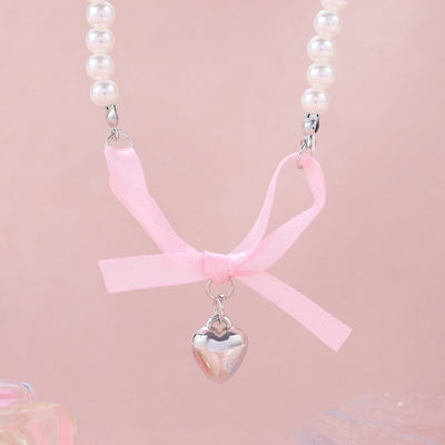 Love Heart Bow Tie Clavicle Chain Necklace