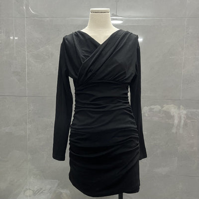 Mature Adult Lady Like Woman Style Stretch Long Sleeve Dress For Women