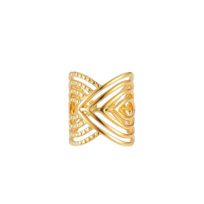 Fashion European And American Style Geometric Ring Female Stainless Steel Ins Cold Wind