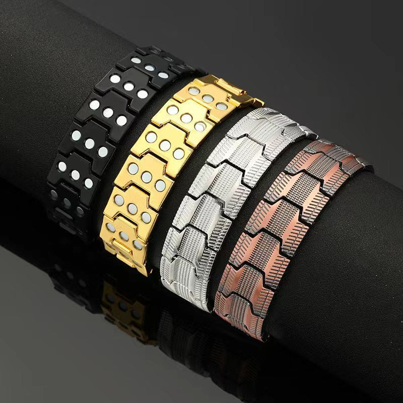 Carved Retro Three Rows Full Magnet Bracelet