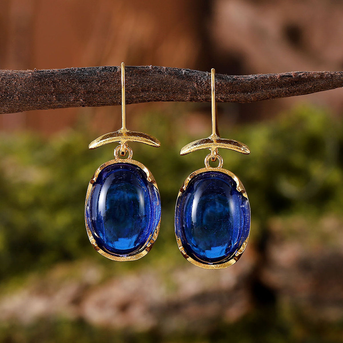 Vintage Gemstone Pendant Earrings For Women