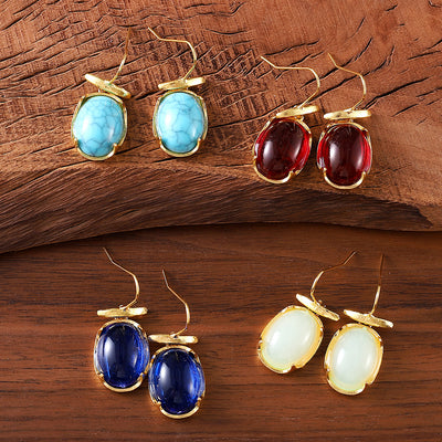 Vintage Gemstone Pendant Earrings For Women
