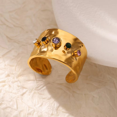 Open Ring Color Crystal Zircon Women
