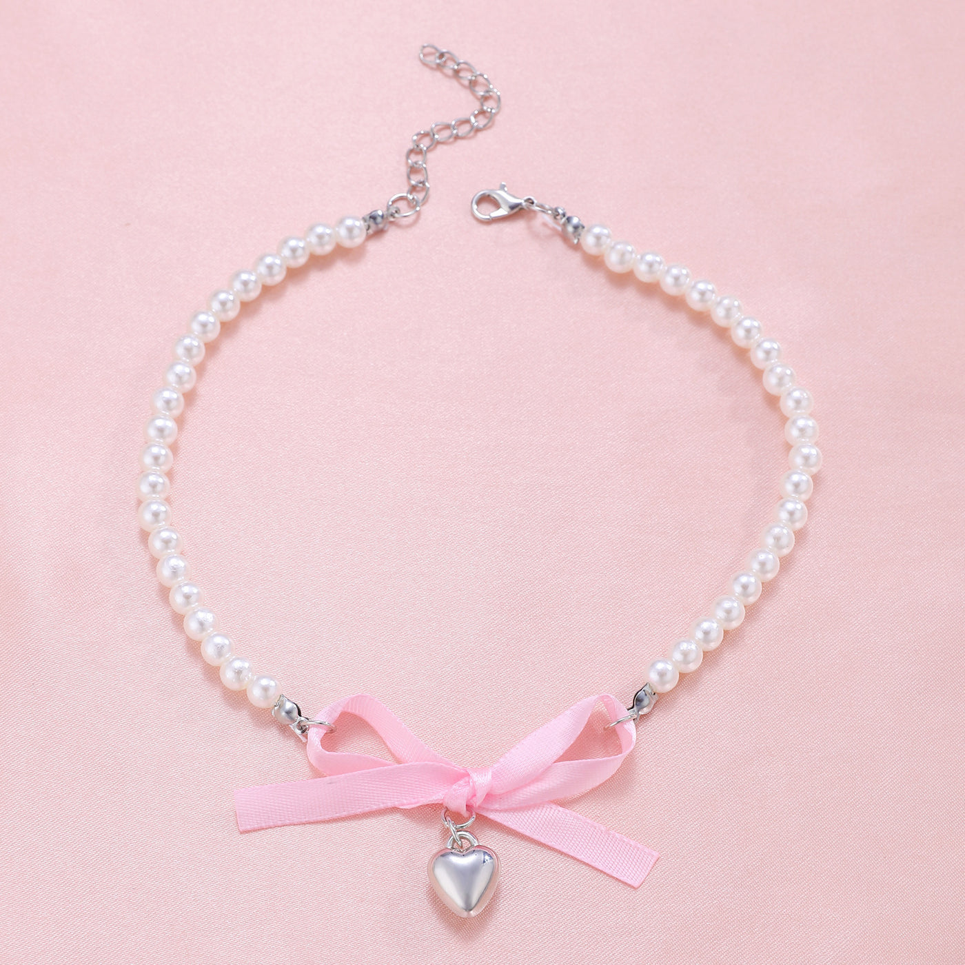 Love Heart Bow Tie Clavicle Chain Necklace