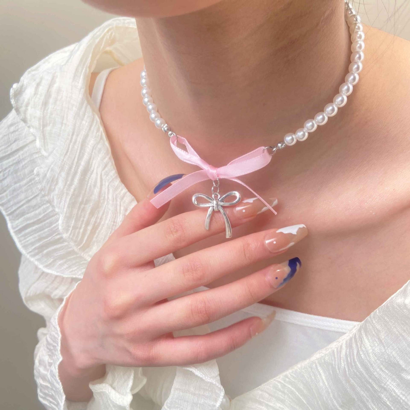 Love Heart Bow Tie Clavicle Chain Necklace