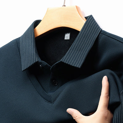 Business Casual Men's Clothing Fake Two-piece Striped Sleeve T-shirt