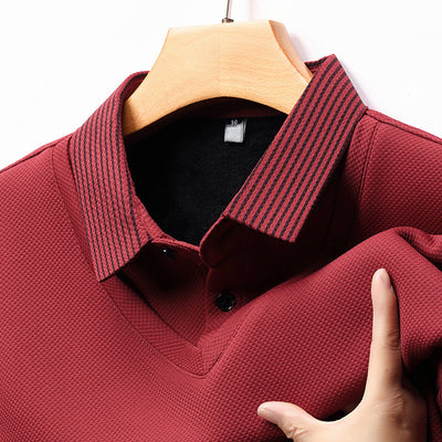 Business Casual Men's Clothing Fake Two-piece Striped Sleeve T-shirt