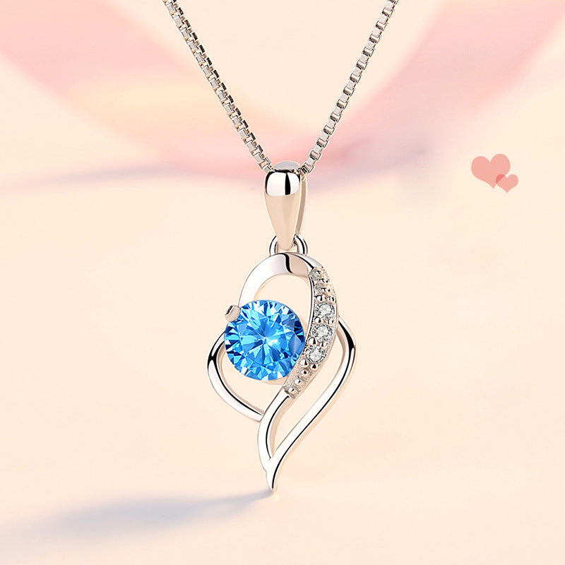 Fashion Korean-style Heart-shaped Navy Blue Love Pendant
