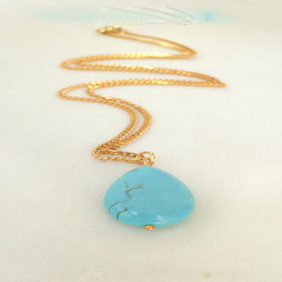 Turquoise Water Drop Pendant Double-layer Necklace