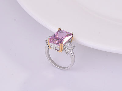 Two-Tone Square Princess Triangle Diamond Ring