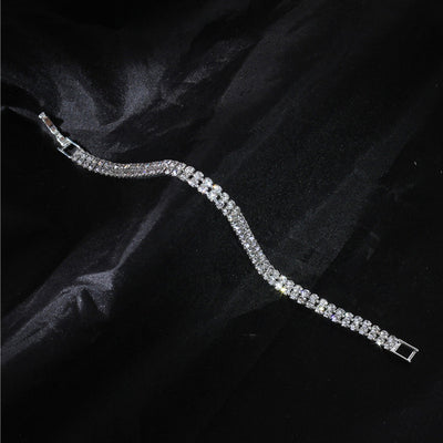 Three Drainage Diamond Bracelet Women's Full Diamond Simple European And American Style Popular Ornament