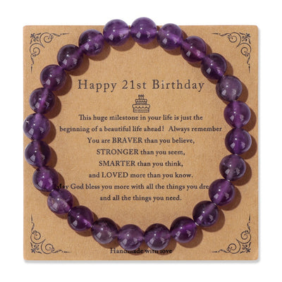 Birthday Card Men's Natural Stone Beads Elastic String Bracelet