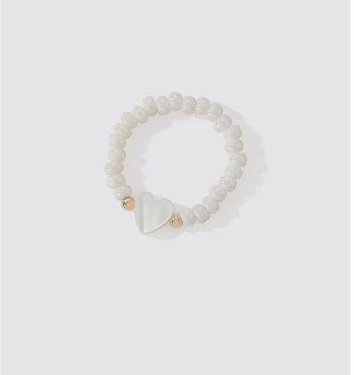 Shell Bead Love Heart-shaped Ring
