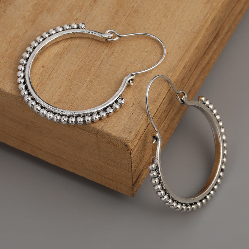 European And American Retro Personalized Beading Design Circle Creative Fashion Earrings