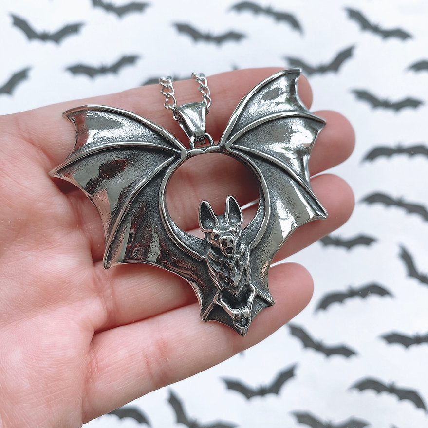 Vintage Gothic Style Big Bat Necklace