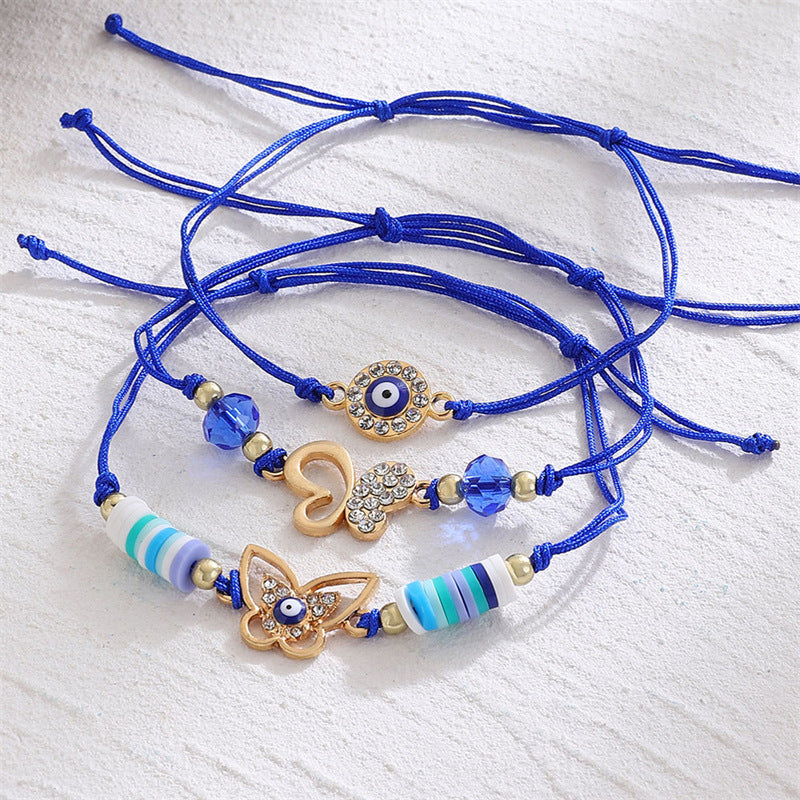 Diamond Hand Woven Hand Rope Adjustable Combination Bracelet