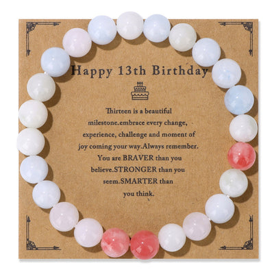 Birthday Card Men's Natural Stone Beads Elastic String Bracelet