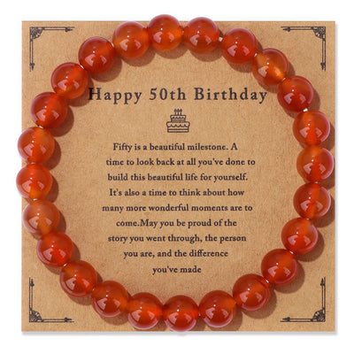 Birthday Card Men's Natural Stone Beads Elastic String Bracelet