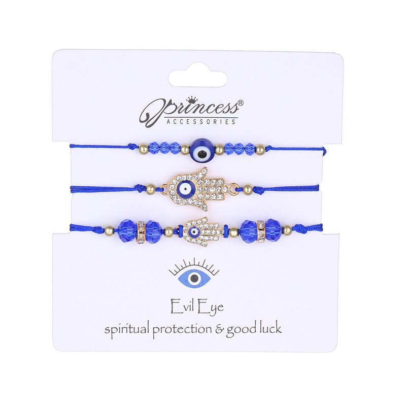 Diamond Hand Woven Hand Rope Adjustable Combination Bracelet