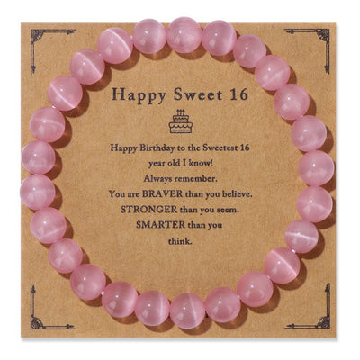 Birthday Card Men's Natural Stone Beads Elastic String Bracelet