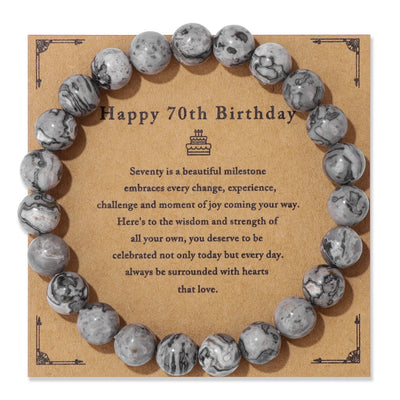 Birthday Card Men's Natural Stone Beads Elastic String Bracelet