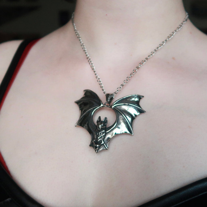 Vintage Gothic Style Big Bat Necklace