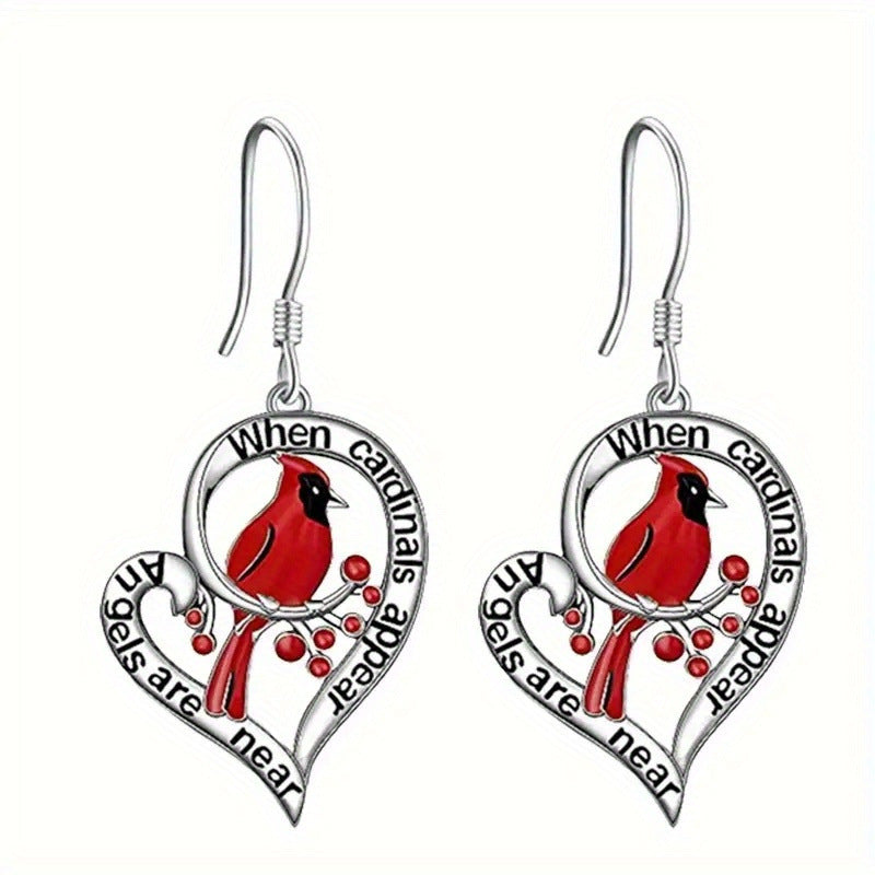 Red Love Personality Bird Animal Earrings