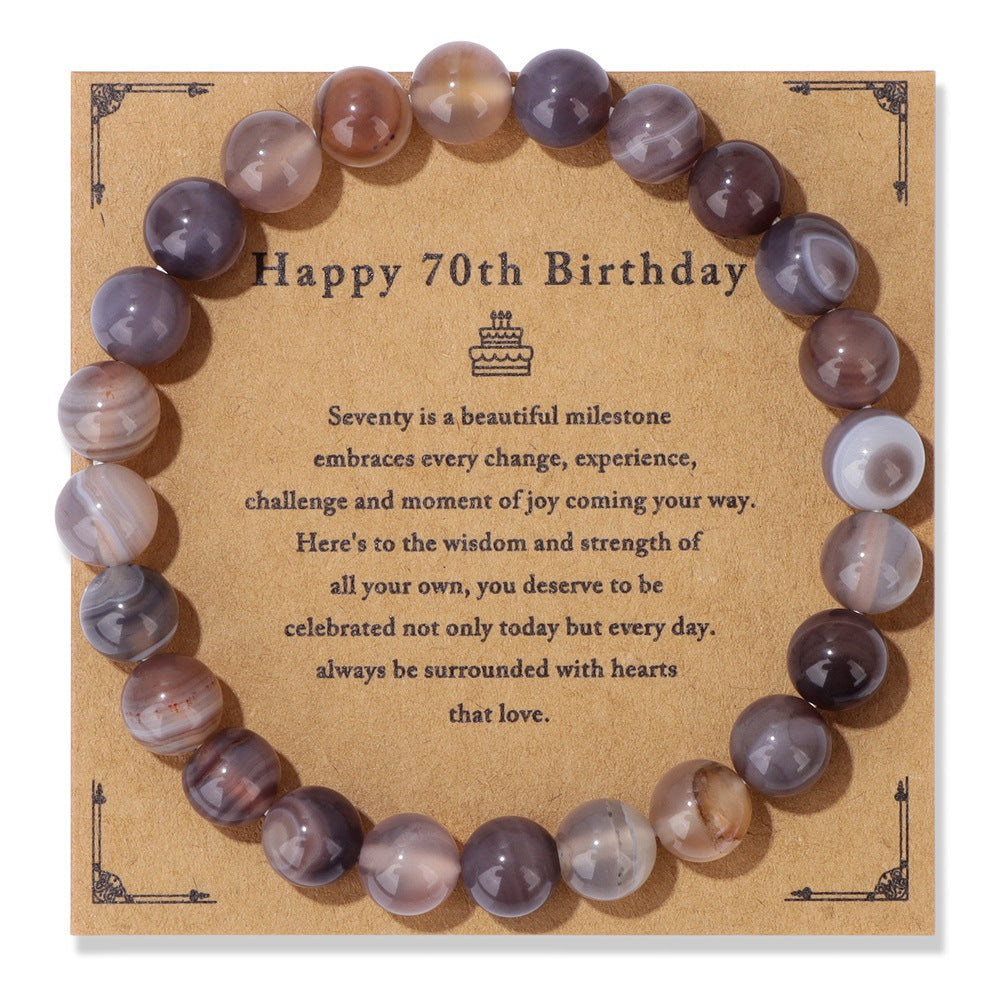Birthday Card Men's Natural Stone Beads Elastic String Bracelet