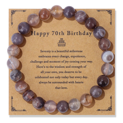 Birthday Card Men's Natural Stone Beads Elastic String Bracelet