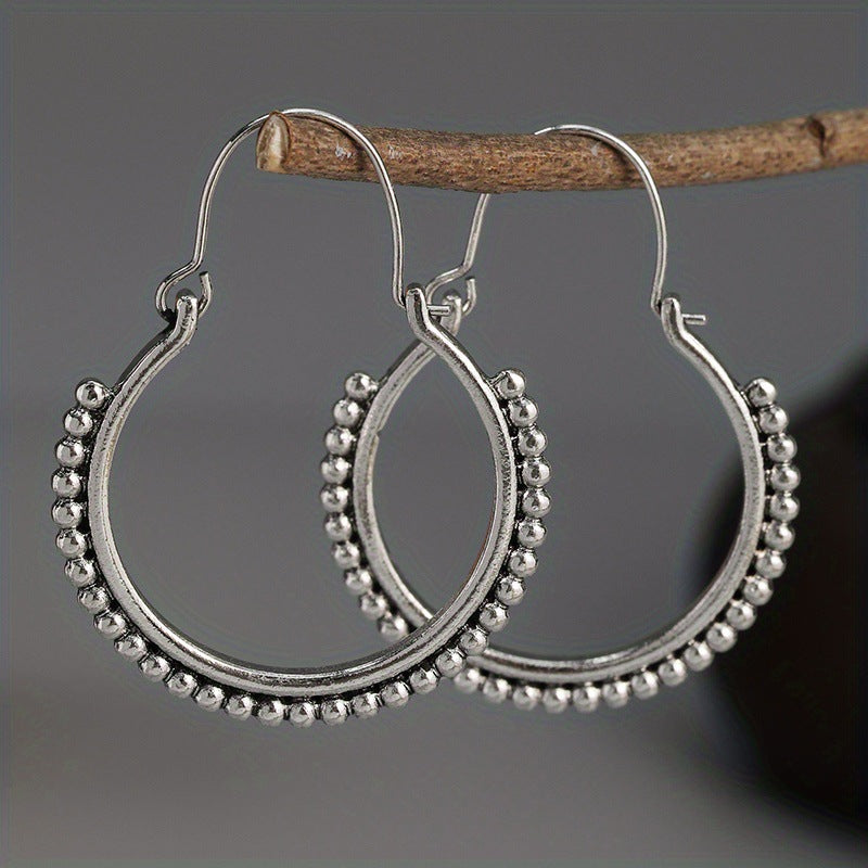 European And American Retro Personalized Beading Design Circle Creative Fashion Earrings