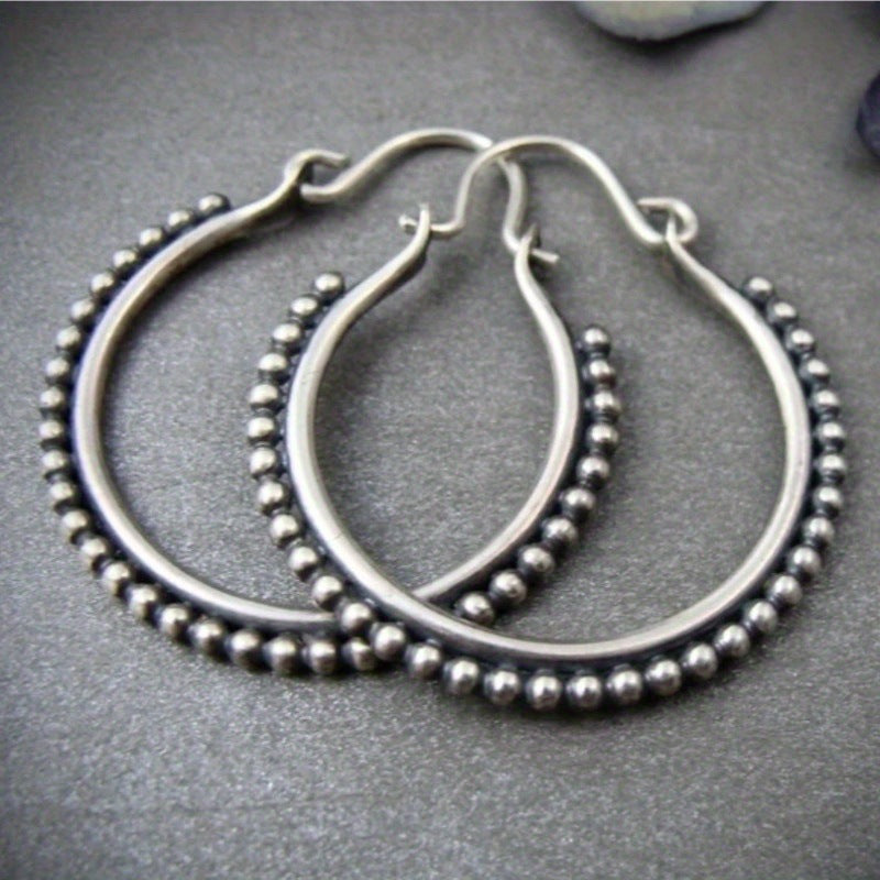 European And American Retro Personalized Beading Design Circle Creative Fashion Earrings