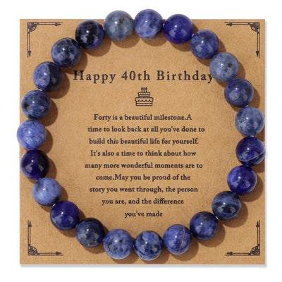 Birthday Card Men's Natural Stone Beads Elastic String Bracelet