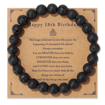 Birthday Card Men's Natural Stone Beads Elastic String Bracelet