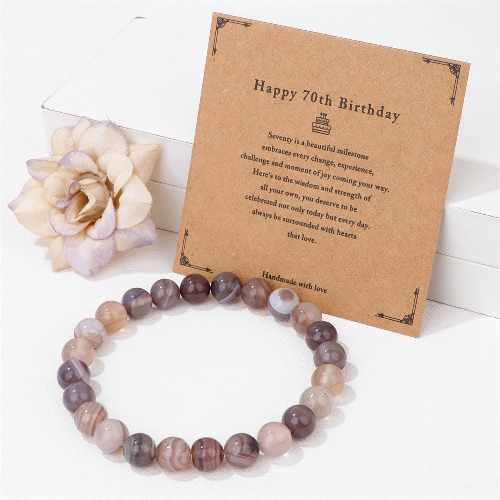 Birthday Card Men's Natural Stone Beads Elastic String Bracelet
