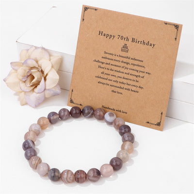 Birthday Card Men's Natural Stone Beads Elastic String Bracelet
