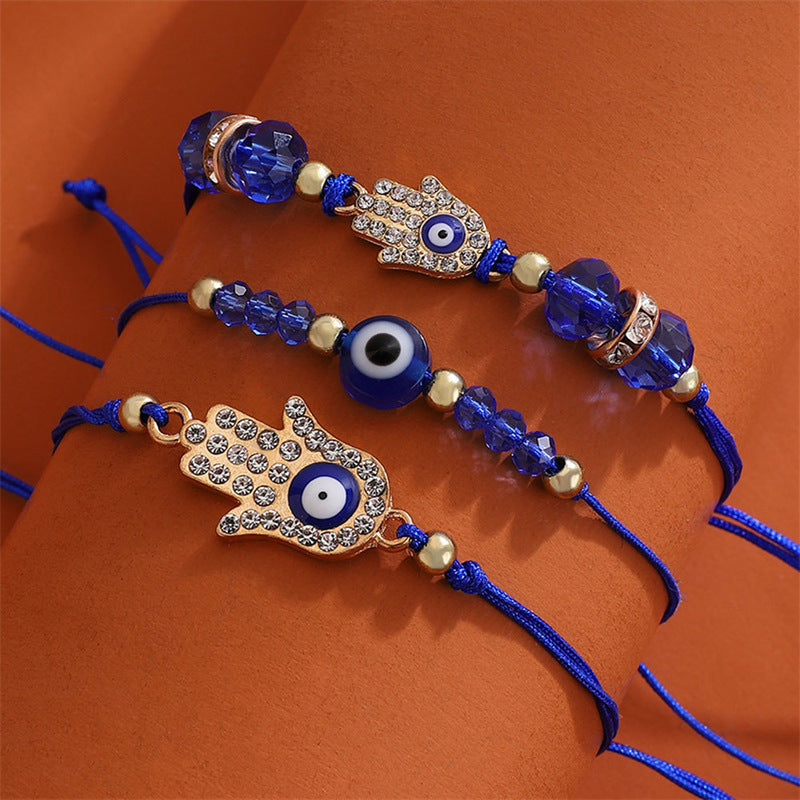 Diamond Hand Woven Hand Rope Adjustable Combination Bracelet