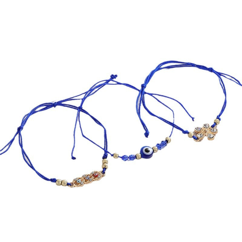 Diamond Hand Woven Hand Rope Adjustable Combination Bracelet