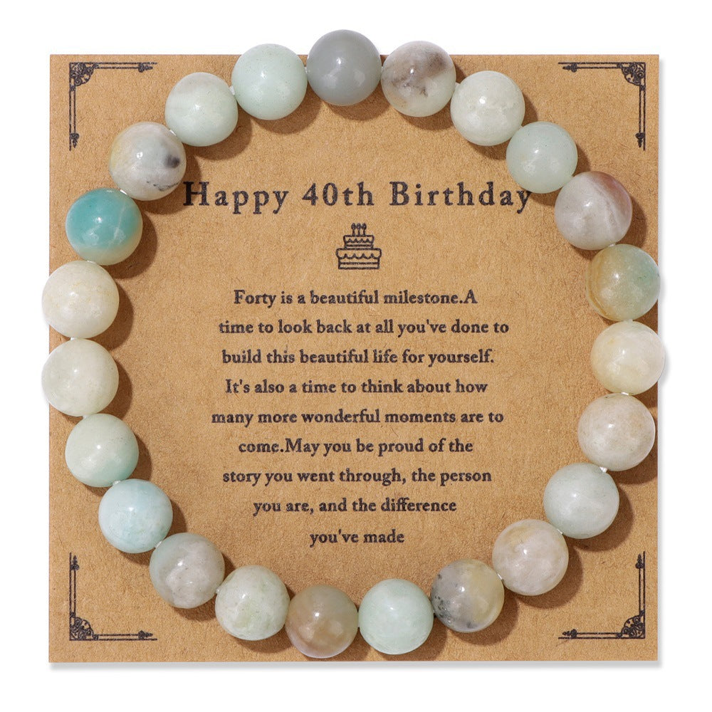 Birthday Card Men's Natural Stone Beads Elastic String Bracelet