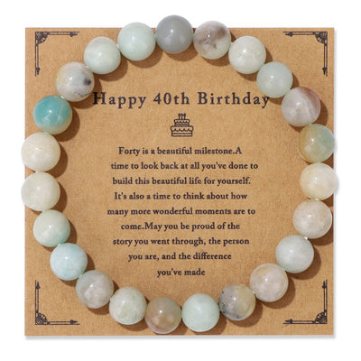 Birthday Card Men's Natural Stone Beads Elastic String Bracelet