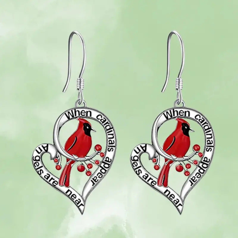Red Love Personality Bird Animal Earrings
