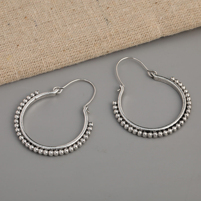 European And American Retro Personalized Beading Design Circle Creative Fashion Earrings
