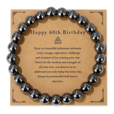 Birthday Card Men's Natural Stone Beads Elastic String Bracelet