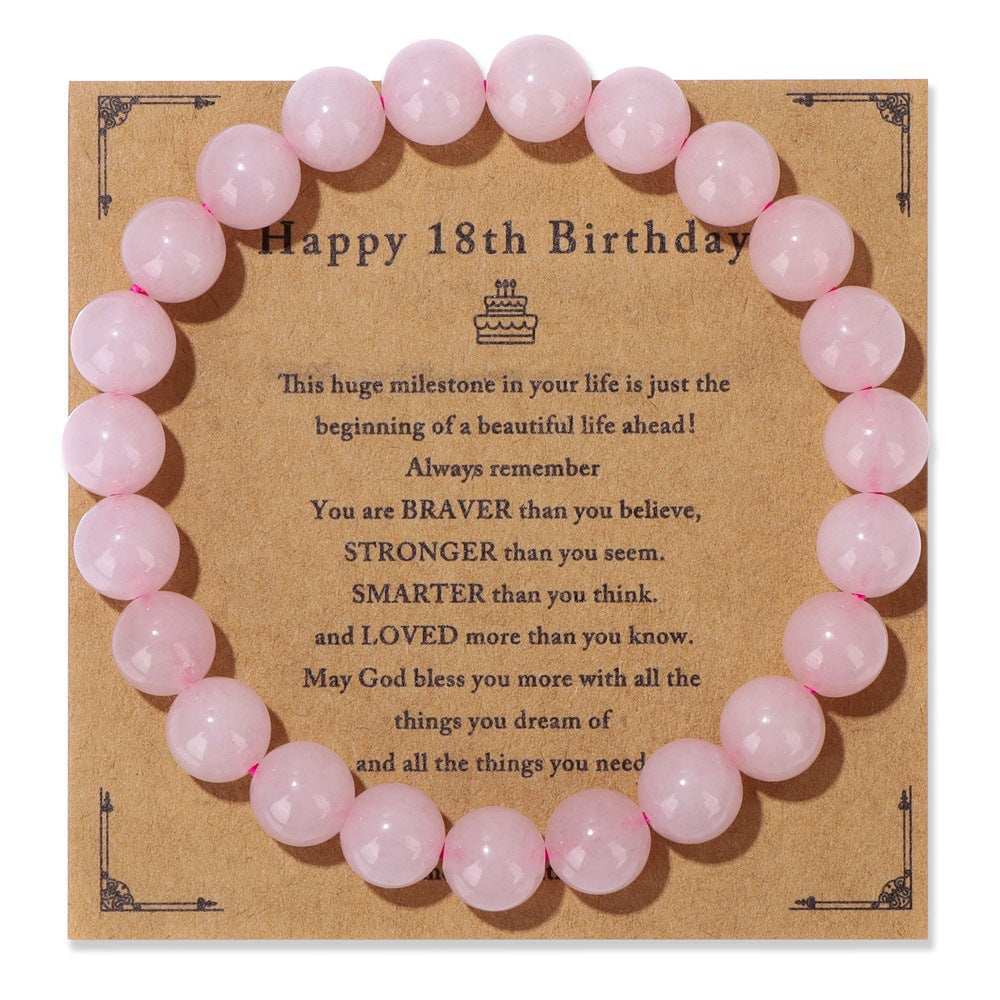 Birthday Card Men's Natural Stone Beads Elastic String Bracelet