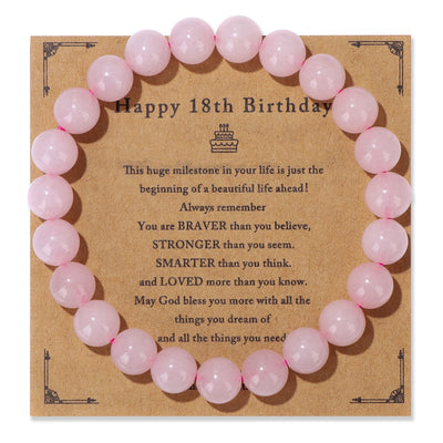 Birthday Card Men's Natural Stone Beads Elastic String Bracelet