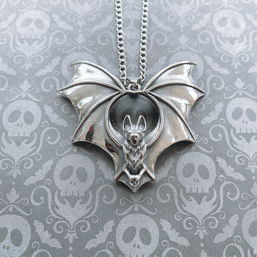 Vintage Gothic Style Big Bat Necklace