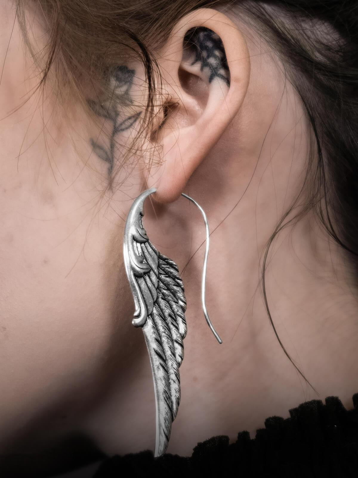 Fashion Exaggerated Angel Wings Pendant Earrings