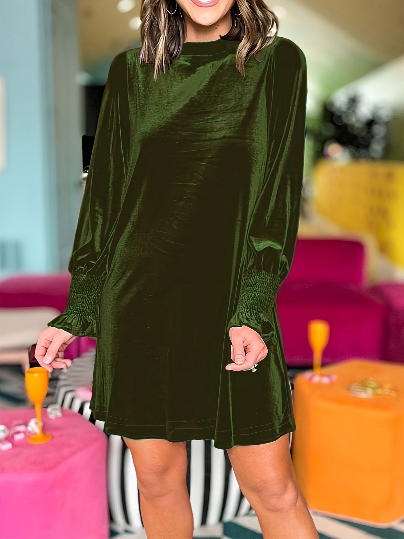 Solid Color Casual Simple Loose Dress For Women